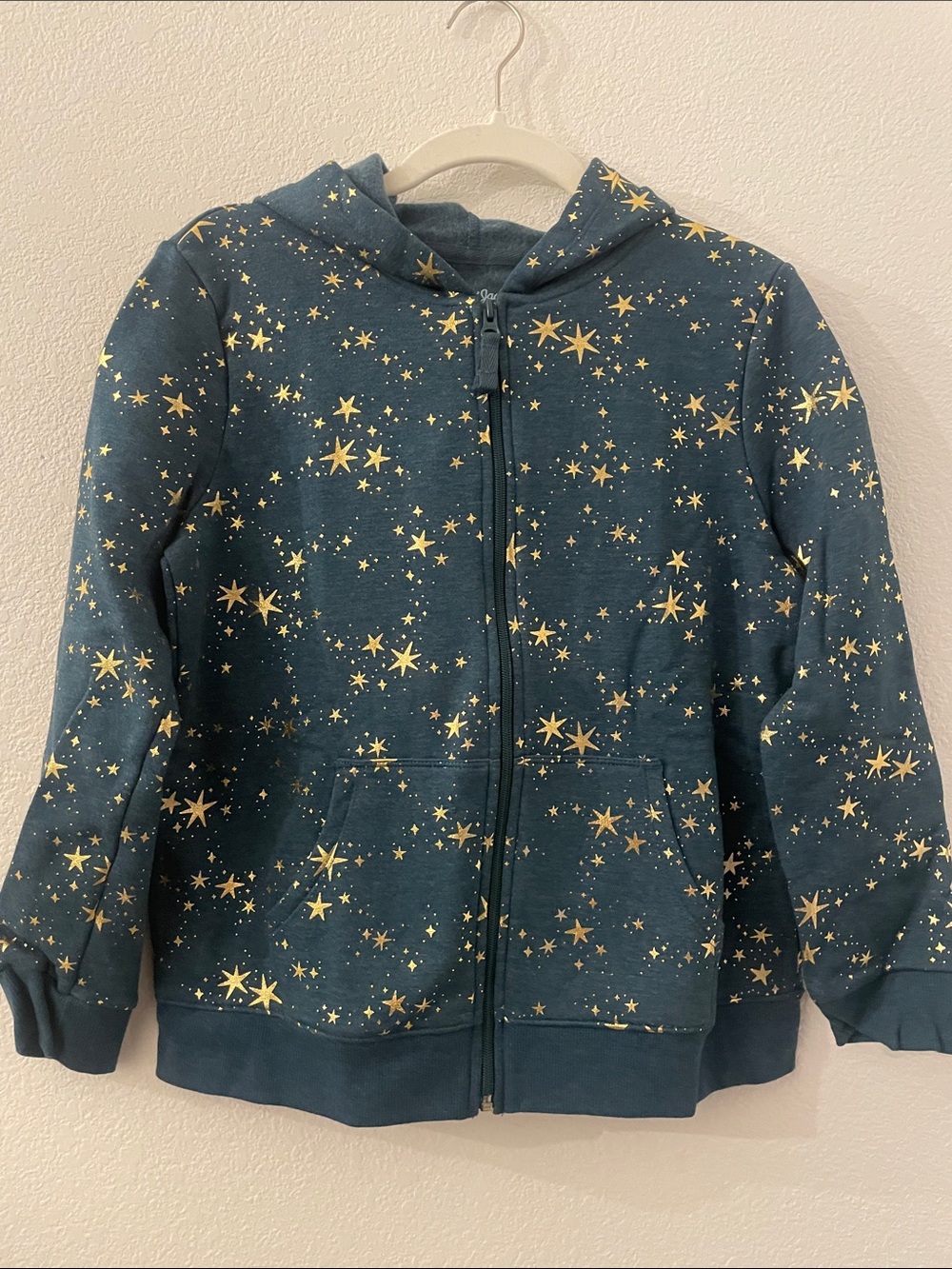 Cat & Jack Teal Zip Hoodie with Gold Star Print